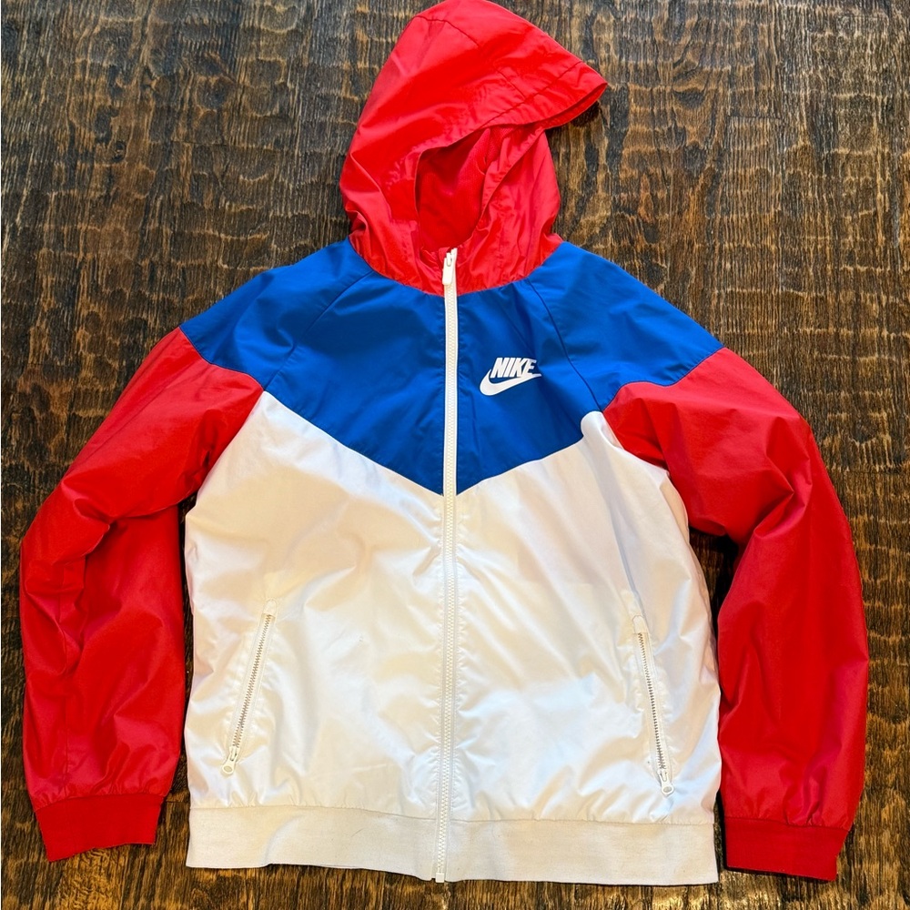 Nike Kids Red, Blue, and White Raincoat